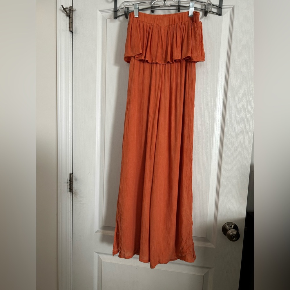 Sincerely Jules Jumpsuit women’s XS orange white NWT - Picture 2 of 14